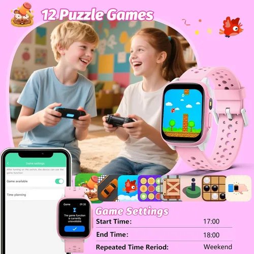 Miniatura 6 de Reloj para niños con 140 modos deportivos, rastreador de fitness para niños de 1.5 pulgadas, reloj inteligente para niñas, no requiere