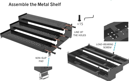Miniatura 5 de Jojocross Organizador de especias de metal para gabinete, estante de almacenamiento de especias expandible de 3 niveles, ideal para armarios de Gris