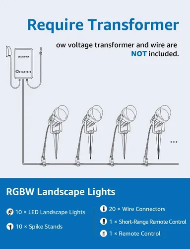 Miniatura 6 de SUNVIE Luces LED de paisaje de bajo voltaje de 12 W con conectores, para exteriores, 12 V, blanco súper cálido (900 LM), impermeables, luces