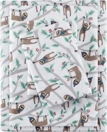 Miniatura 10 de True North by Sleep Philosophy - Sábana de franela acogedora y cálida 100% algodón - Estampado novedoso de animales y estrellas, lindo, ultrasuave