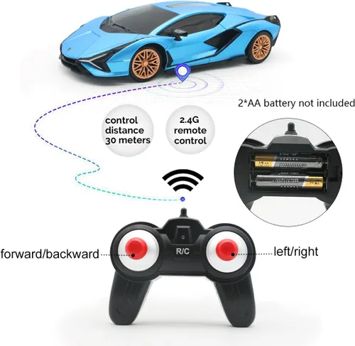 Miniatura 6 de QUN XING Auto a control remoto 1:24 con licencia oficial de 2.4GHZ Rc Cars Lambo Sport Racing Toy Car para niños de 4 a 7 años, regalo de Azul