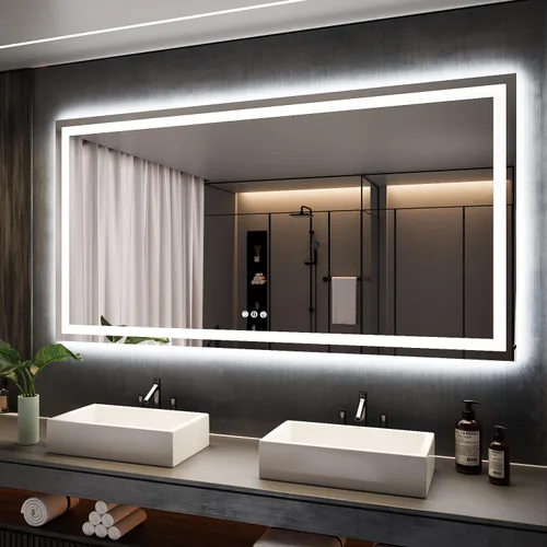 Miniatura 68 de ISKM Espejo LED con marco para baño de 40"x30", espejo de baño LED regulable con luces, antivaho, espejo iluminado frontal y retroiluminado de 3