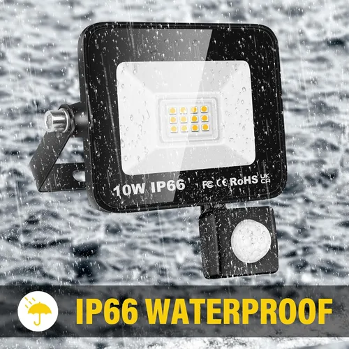 Miniatura 9 de Willpower Reflector LED con sensor de movimiento, luces de seguridad para exteriores de 10 W, 1000 lúmenes, lámpara exterior de 4000 K, luz blanca