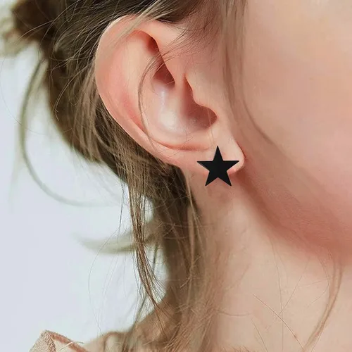 Miniatura 6 de Aretes de clip para mujer, aretes sin perforar, aretes de estrella, hipoalergénicos, ligeros, de acero inoxidable, geométricos