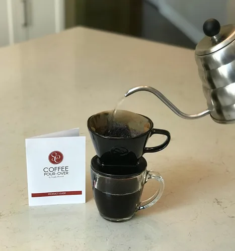 Miniatura 6 de Simply Charmed Cafetera de cerámica para verter sobre una sola taza con filtros Melitta (negro) 8-16 oz dependiendo de la cantidad de agua/suelo que