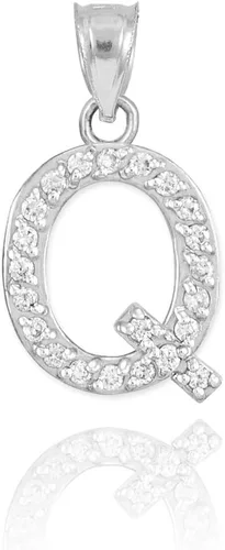 Miniatura 7 de Claddagh Gold . Collar con colgante de letra inicial de plata de ley 925 con circonita cúbica - Elección de tamaños