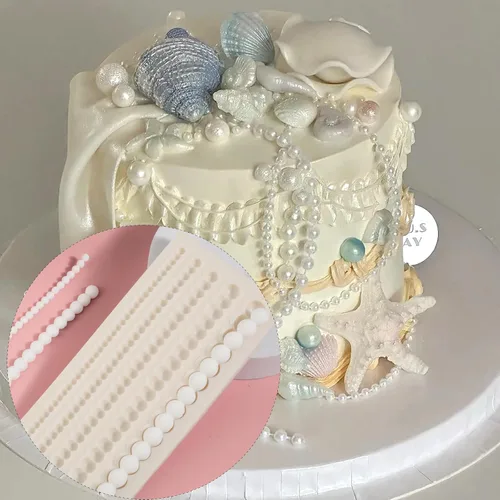 Miniatura 8 de 1 molde para fondant de cadena de perlas hemisféricas para decoración de bordes de pasteles, moldes de silicona de perlas de chocolate, adecuado