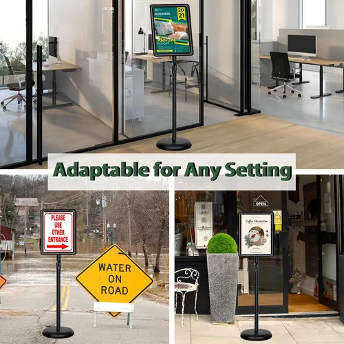 Miniatura 7 de Paquete de 6 soportes para letreros de pedestal de 11 x 17 pulgadas, soporte de exhibición ajustable para pedestal, soporte de aluminio para Negro