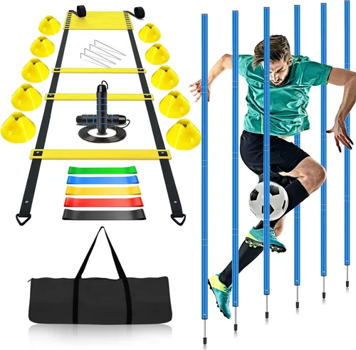 Miniatura 8 de Haootadiy Varas de Entrenamiento de Agilidad de Fútbol Equipo de Fútbol Ajustable para Entrenamiento Incluye 6 Varas de Agilidad Flexibles