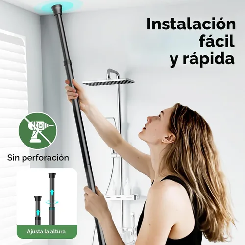 Miniatura 5 de HAMITOR Organizador de Ducha con Soporte Esquinero: Estante de Almacenamiento de Baño a Prueba de Óxido de Instalación Rápida en Piso