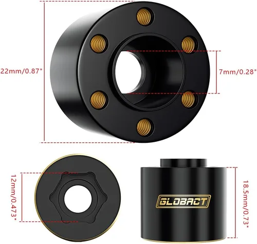 Miniatura 2 de GLOBACT Pesas de latón de 0.472 pulgadas, cubo hexagonal de rueda extendida, 6.00 oz, contrapeso para 1/10 Trx4 Trx6 Axial SCX10 II III Redcat GEN7