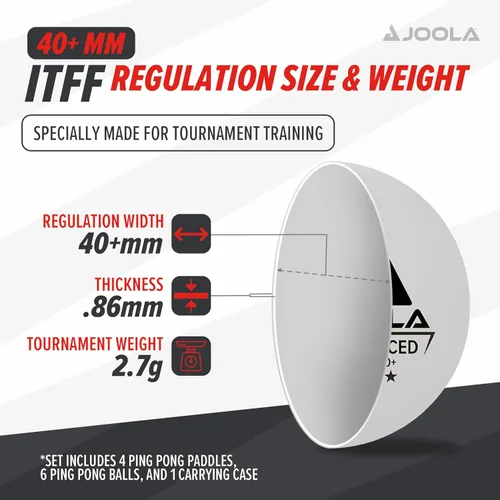 Miniatura 4 de JOOLA Juego Avanzado Premium de Palas de Ping Pong Set de 4 - Palas Profesionales de Tenis de Mesa, 6 Pelotas Avanzadas de Entrenamiento de Ping