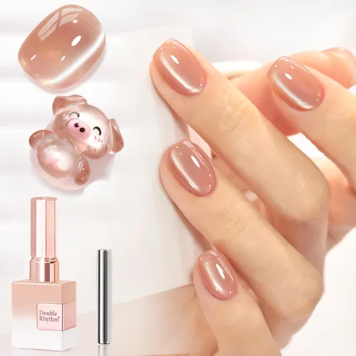 Miniatura 57 de Double Rhythm Esmalte de gel Jelly Glass de ojo de gato con imán, 0.5 onzas líquidas, brillo holográfico, brillante, translúcido