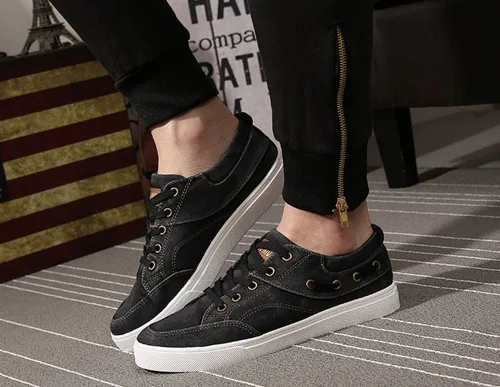 Miniatura 2 de King Ma Hombres Casual Lona Denim Flats Lace Up Zapatillas de deporte de moda