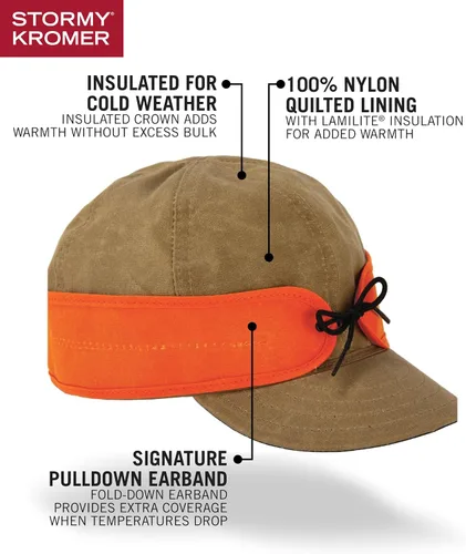 Miniatura 4 de Stormy Kromer Gorra de algodón encerado aislada, sombrero de otoño ligero con orejeras, resistente al agua, sombrero de 3 estaciones