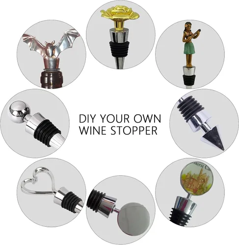 Miniatura 6 de Tapones de acero inoxidable para botellas de vino y bebidas, diseño de bola, corchos, almacenamiento cónico, manualidades, arte (5)