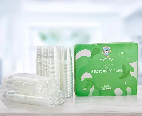 Miniatura 3 de Lilymicky - 500 unidades de vasos de plástico transparente de 3 onzas, pequeños vasos desechables para el baño, recipientes de enjuague bucal