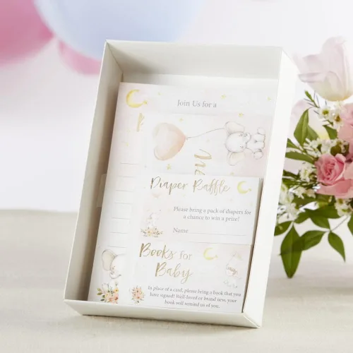 Miniatura 5 de Kate Aspen Paquete de invitación y tarjeta de agradecimiento para baby shower de elefante, color rosa (juego de 25), talla única Elefante rosado