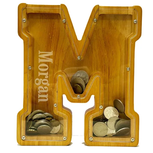 Miniatura 3 de Alcancía Personalizada de Madera con Alfabeto -Alcancía de Niños -Alcancía para Niños y Niñas -Alcancía de Monedas -Banco -Puede Usarse como Regalo