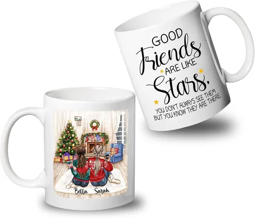 Taza de café personalizada de la amistad para mejor amiga, regalo de taza del día de Galentine, regalo de taza de Navidad, taza de café