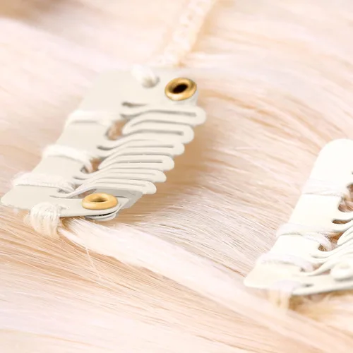 Miniatura 6 de Juego de 85 extensiones de cabello con clip, incluye 50 clips a presión en forma de U, 10 agujas curvas, 20 pines en T, 3 rollos de hilo de tejer, 2