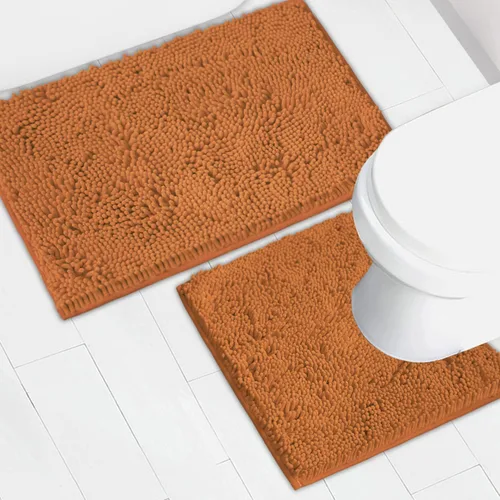 Miniatura 52 de Juego de 2 tapetes de baño de chenilla, superabsorbentes, con fuerte respaldo antideslizante de PVC, tapetes de baño para baño, peludos