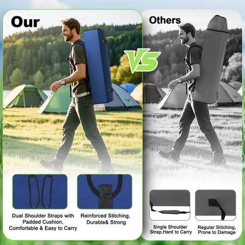 Miniatura 3 de VTOY Silla de camping portátil con dosel, silla plegable con toldo, silla Oxford 600D duradera para camping, playa, picnic, pesca y deportes 1