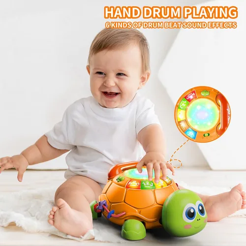 Miniatura 4 de Letapapa Juguetes para bebés de 6 a 12 meses, juguetes musicales de tortuga para bebés de 12 a 18 meses, juguete de gateo con luz y sonido, juguete