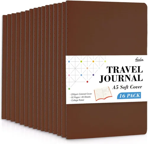 Miniatura 23 de feela - Paquete de 16 cuadernos de tapa suave a granel, cuadernos rayados universitarios para el trabajo para mujeres y niñas, diario de viaje