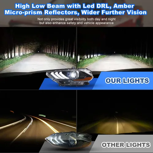 Miniatura 2 de ROXX Conjunto de faros delanteros LED completos para Ford Mustang 2018, 2019, 2020, 2021, 2022, solo lado izquierdo, proyector de luz alta y baja