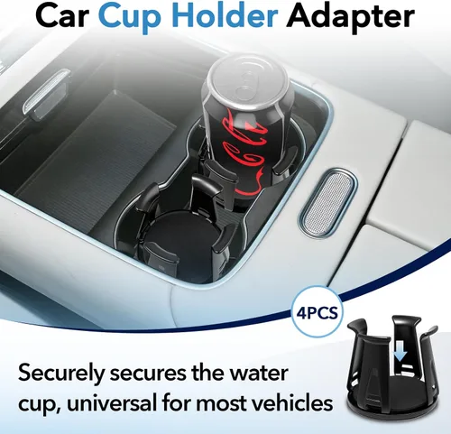 Miniatura 2 de 4 piezas de soporte para tazas de automóvil, autoadhesivos, expansibles para automóvil, adaptador de portavasos negro automotriz con brazos