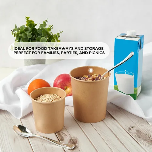 Miniatura 5 de JOLLY PARTY Paquete de 25 envases de papel para sopa con tapas de 32 onzas, vasos desechables de papel para comida, vasos para helado