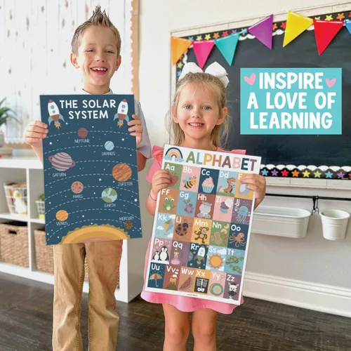 Miniatura 5 de Hadley Designs 16 carteles educativos para niños pequeños de 1 a 3 años, carteles laminados de aprendizaje para preescolar y jardín de infantes
