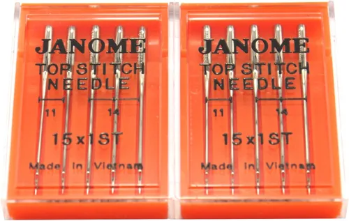 Miniatura 2 de DREAMSTITCH 990500000A 10 agujas de punto superior 15 x 1ST tamaños mixtos #11/75 x 4 y #14/90 x 6 para Janome Brand 990500000A
