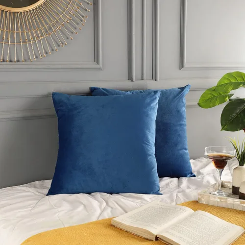 Miniatura 2 de RELY+ Paquete de 2 fundas de almohada de terciopelo de 18 x 18 pulgadas, suaves, acogedoras, lisas, decorativas, fundas de cojín de lujo para sofá