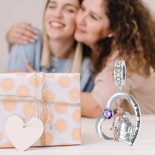 Miniatura 122 de PROESS Dije para padre, madre e hija, pulsera de plata de ley para pulseras, regalos de cumpleaños, día de San Valentín, para hija, madre, amante