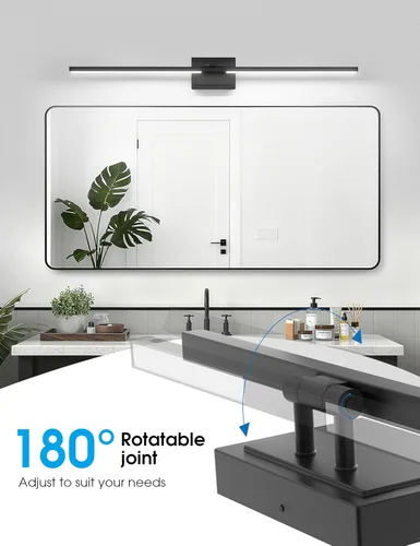 Miniatura 6 de VOLISUN Lámpara de tocador de baño de 48 pulgadas, 5CCT regulable, lámpara LED de baño de 40 W sobre el espejo, luces de tocador de barra negra