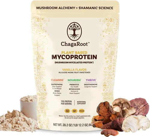 Miniatura 10 de Mycoprotein Mushroom Protein Powder, Chocolate Flavor, 20g Plant Based Protein per Serving, Reishi, Chaga, Lions Mane, Shiitake, Turkey Tail, Vegan