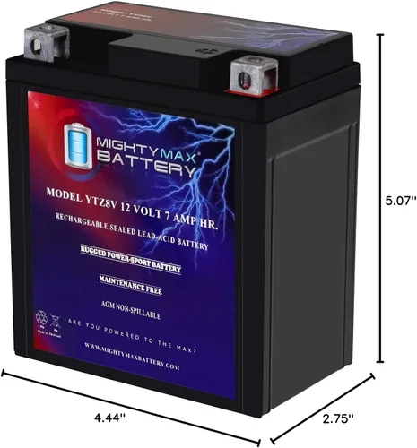 Miniatura 8 de Mighty Max Battery YTZ8V 12V, 7Ah, AGM, batería de repuesto compatible con Honda CB300R ABS Street Motorcycle 19