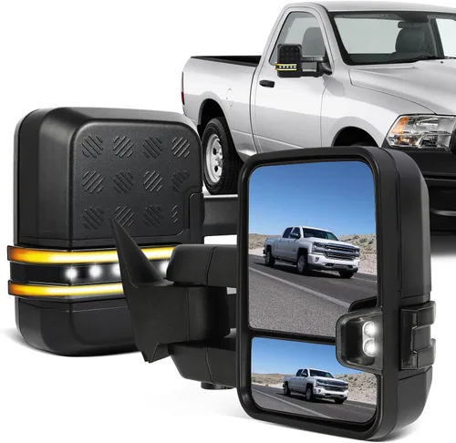 Miniatura 9 de ECCPP Juego de espejos de remolque, reemplazo en pareja, compatible con Chevy Silverado 1500 2500 HD 3500 Suburban 1500 2500 Tahoe para GMC Sierra