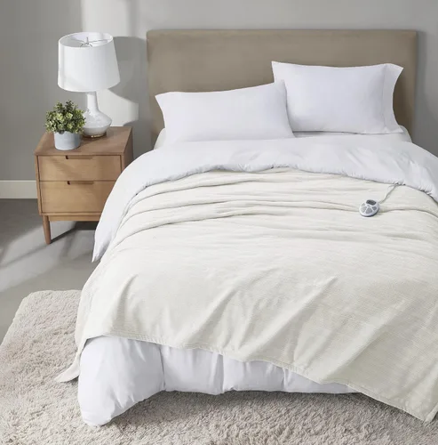 Miniatura 15 de Serta - Manta de forro polar ultrasuave Travis con textura de nervaduras trilobulares, manta eléctrica; cómoda, agradable y abriga y protege