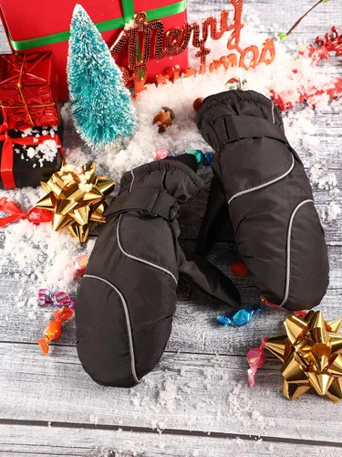Miniatura 7 de Boao Snow Mittens Winter Ski Mittens Waterproof Warm Cotton-Lined Gloves for Kids