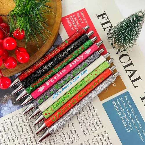 Miniatura 5 de Jxueych Lindos bolígrafos con purpurina y frases divertidas, bolígrafos pasivos y elegantes, regalos para colegas, suministros de oficina
