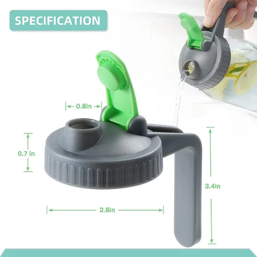 Miniatura 3 de Paquete de 3 tapas abatibles de boca regular con asa, compatibles con tarros Ball & Kerr, sellado hermético y a prueba de fugas, boquilla fácil