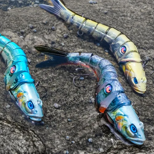 Miniatura 9 de Handing Señuelos de Natación para Lubina, Lucioperca y Lucio, 3 Piezas de Señuelos de Pesca Realistas con Múltiples Articulaciones con Ganchos