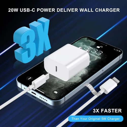 Miniatura 2 de Cargador para iPhone 17 Pro Max de carga rápida, bloque de carga rápida USB C de 40 W con cable de carga tipo C de 10 pies para iPhone 17/17 Pro/17