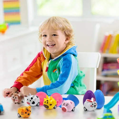 Miniatura 4 de WODMAZ Paquete de 12 autos de tracción hacia atrás, mini juguetes de animales para niños y niñas, regalo de cumpleaños, bolsas de regalo, regalos