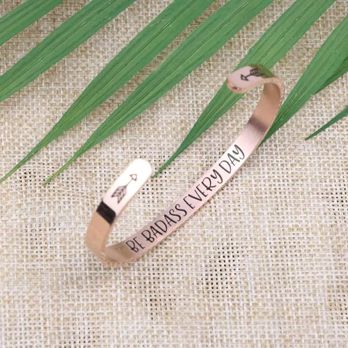 Miniatura 5 de JoycuFF - Brazalete motivacional para mujer, de acero inoxidable, abierto y grabado