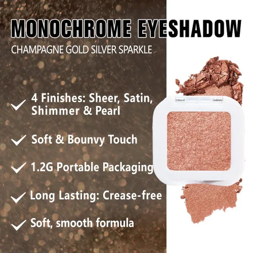 Miniatura 3 de evpct Paleta de sombra de ojos con purpurina dorada champán, color nude dorado rosa brillante crema brillante paleta de sombra de ojos iluminadora