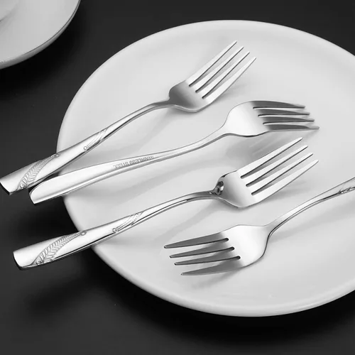 Miniatura 7 de Bringer Tenedor de postre de acero inoxidable, juego de tenedores pequeños para pasteles/ensaladas, paquete de 12